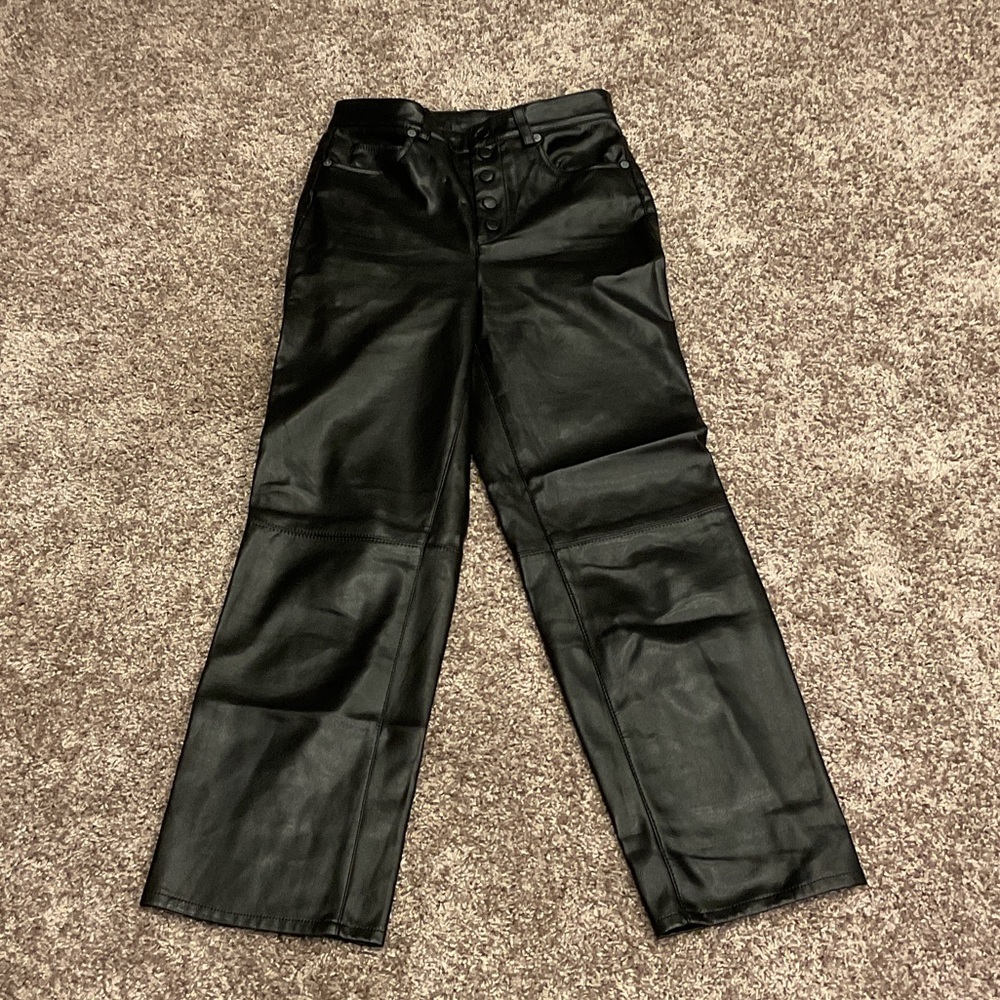 Blank NYC Black Faux Leather Pants, Size 24